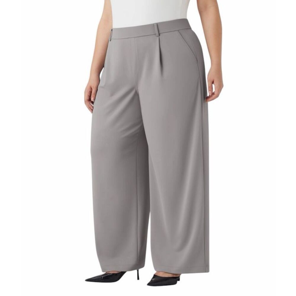 NEW Halara Flex High Waisted Straight Leg Crepe Work Plus Size Pants 2X Gray